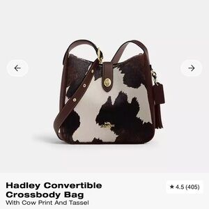 Coach Hadley Crossbody Bag - Brown and White Cow Print